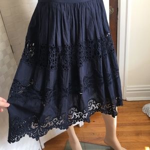 Ann Taylor Lacy Navy Blue Full Skirt, 8